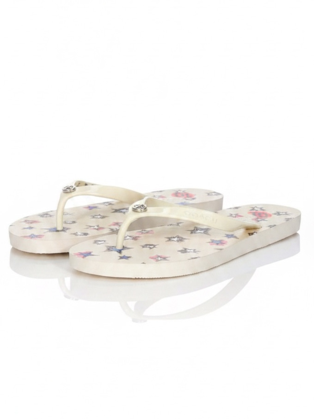 Coach Abbigail Star Flip Flops Size 10 White Embossed Logo NWT